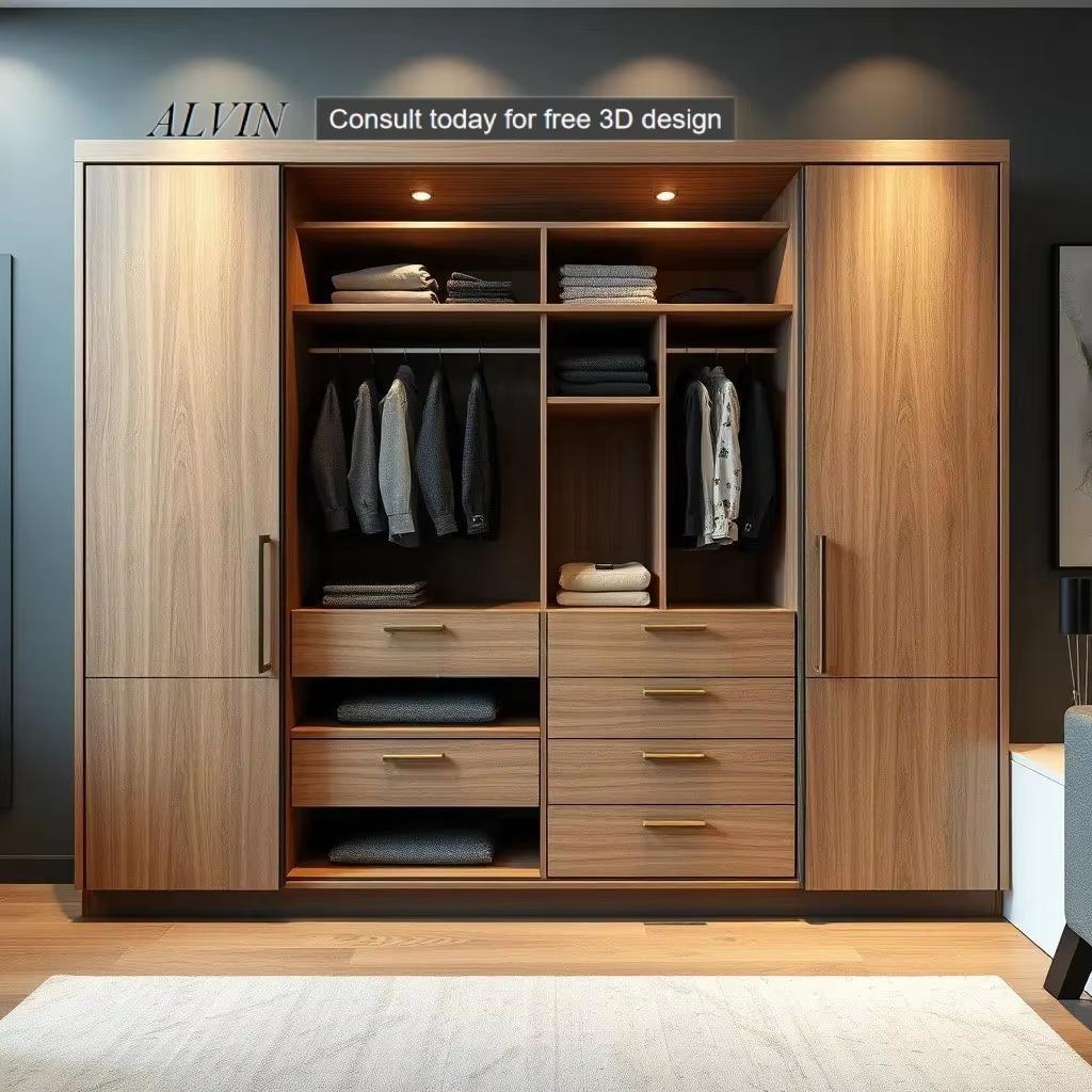 Manufacturer direct sales modern wardrobe customized melamine wardrobe walk-in wardrobe design new bedroom storage system