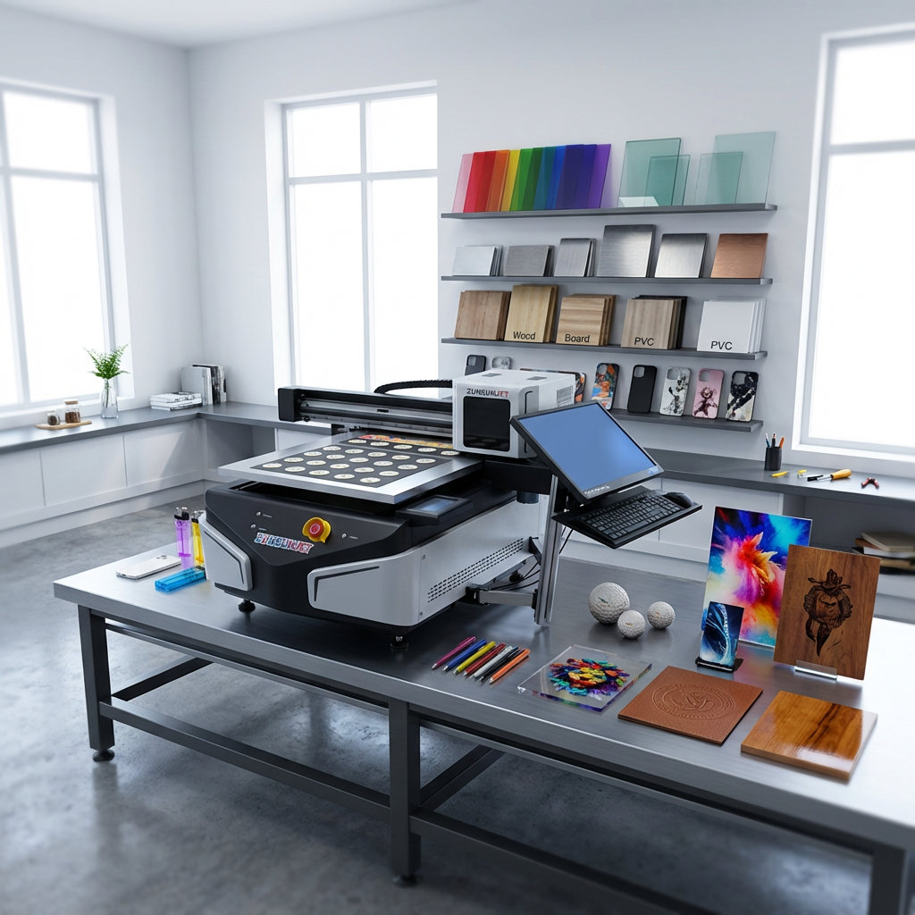 Zunsunjet wholesale Pro6090 6090 60X90 white clear varnish Uv flat automatic Uv dtf flat inkjet printer printing machine