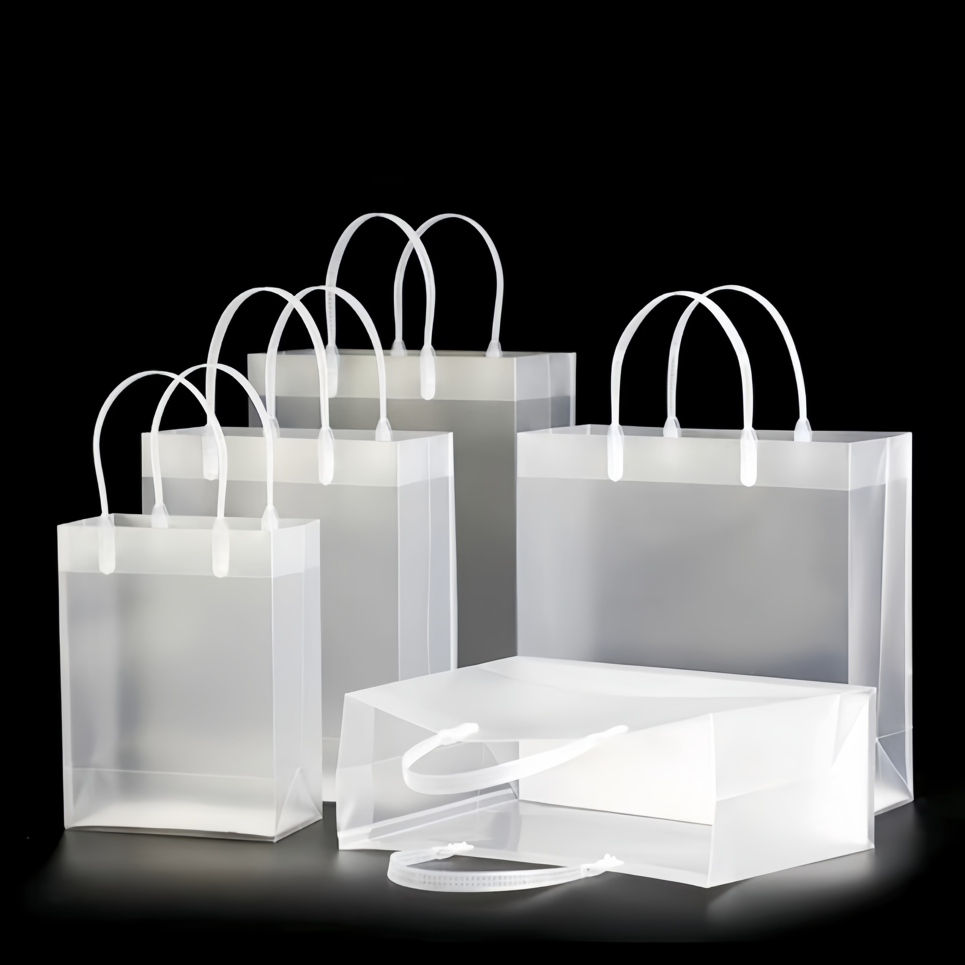 High quality custom printed transparent matte polypropylene polyvinyl chloride luxury plastic wine reusable shopping bag with handle