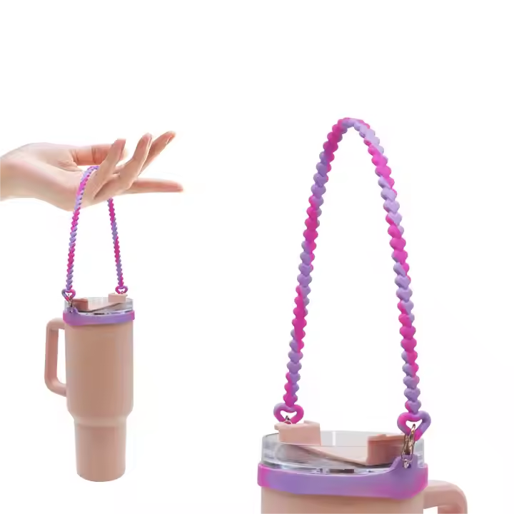 Easy delivery soft silicone water bottle handle with 8-40 ounce bottle, water bottle sling with cup accessories