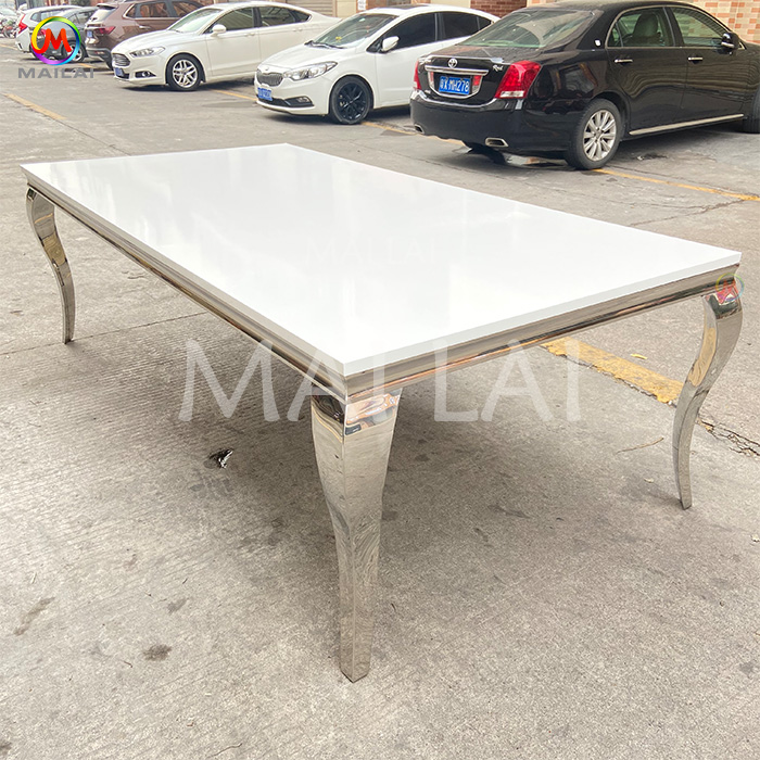Hot selling hotel wedding banquet stainless steel glass banquet event gold dining table