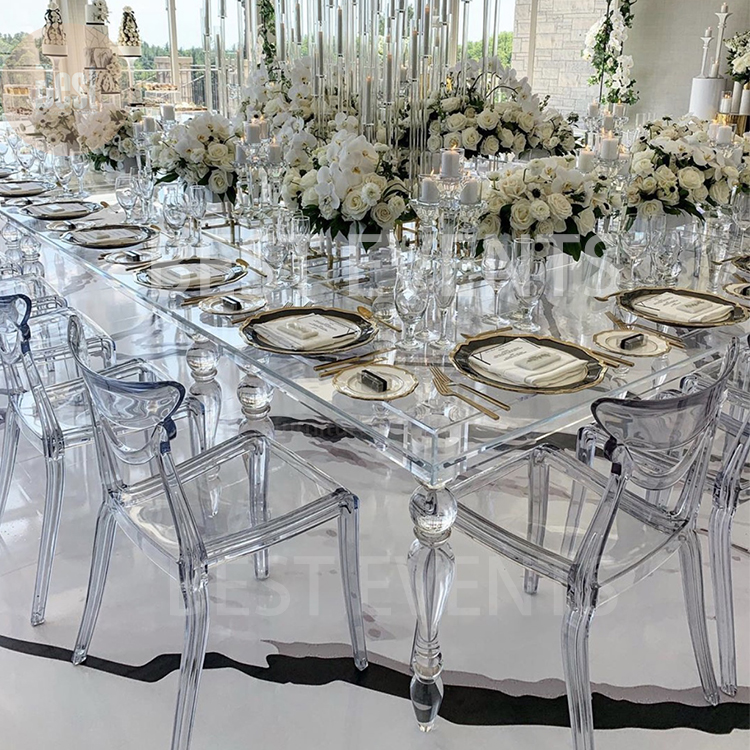 Newly designed modern rectangular transparent acrylic wedding table