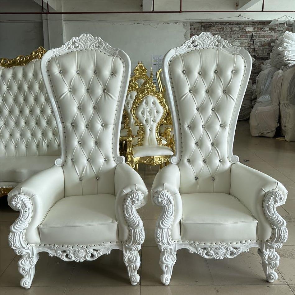 豪华金色黑色白色红色皇家国王女王公主王座椅子户外耐用环保商用婚礼餐饮